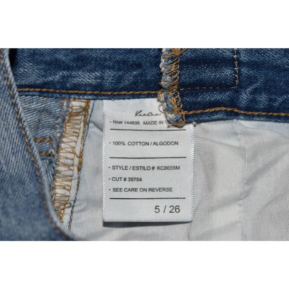 KANCAN $82 Meadow High Rise Straight Leg Denim Jean Distressed‎ Raw Hem Size 26 - Picture 3 of 3